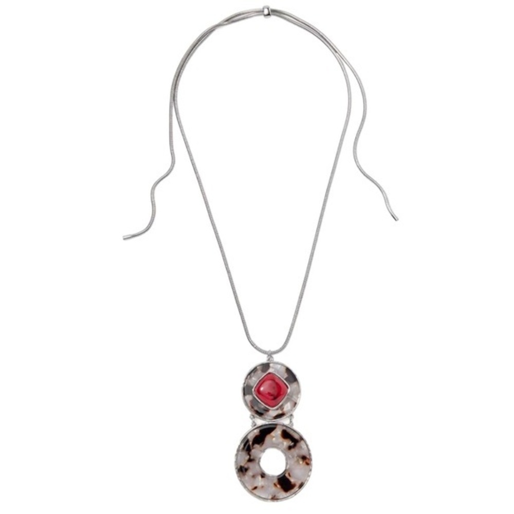 CHICOS RED TORTOISE POP NOSZ CONVERTIBLE NECKLACE